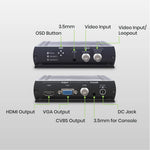 4K HD-TVI/ AHD/ HDCVI/ CVBS to HDMI/ VGA/ CVBS Converter with Loop Out & Audio Embedder - TAA Compliant