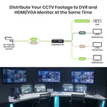 4K HD-TVI/ AHD/ HDCVI/ CVBS to HDMI/ VGA/ CVBS Converter with Loop Out & Audio Embedder - TAA Compliant