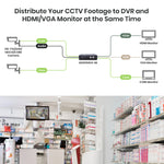 4K HD-TVI/ AHD/ HDCVI/ CVBS to HDMI/ VGA/ CVBS Converter with Loop Out & Audio Embedder - TAA Compliant