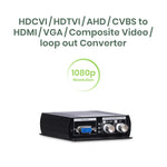 HDCVI/HDTVI/AHD/CVBS to HDMI/VGA/Composite Video/loop out Converter - TAA Compliant