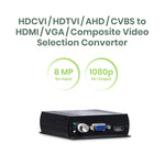 HDCVI/HDTVI/AHD/CVBS to HDMI/ VGA/ Composite Video Selection Converter