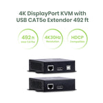 4K DisplayPort KVM with USB CAT5e Extender 150M - TAA Compliant