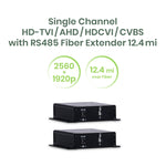Single Channel HD-TVI/AHD/HDCVI/CVBS with RS485 Fiber Extender 20KM