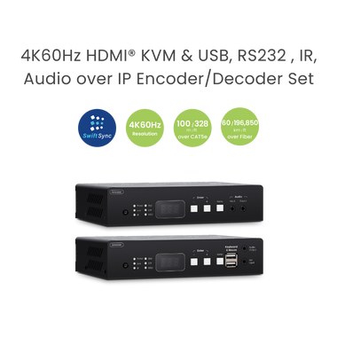 SwiftSync 4K60Hz HDMI® USB/Audio/RS232/IR KVM over IP Encoder/Decoder Set - TAA Compliant