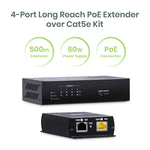 4-Port Long Reach PoE Extender over Cat5e Kit - TAA Compliant