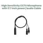 High Sensitivity CCTV Microphone with 45cm power/audio Cable - TAA Compliant