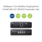 HDBaseT 3.0 4K60Hz DisplayPort KVM/USB 2.0 Extender Set, Up to 328ft, Uncompressed Video, Zero-Latency, RS232 - TAA Compliant
