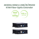 4K60Hz HDMI® & USB/IR/RS232 KVM Fiber Optic Extender