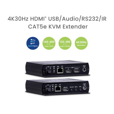SwiftSync 4K HDMI® USB/Audio/RS232/IR CAT5e/Fiber KVM Extender - TAA Compliant