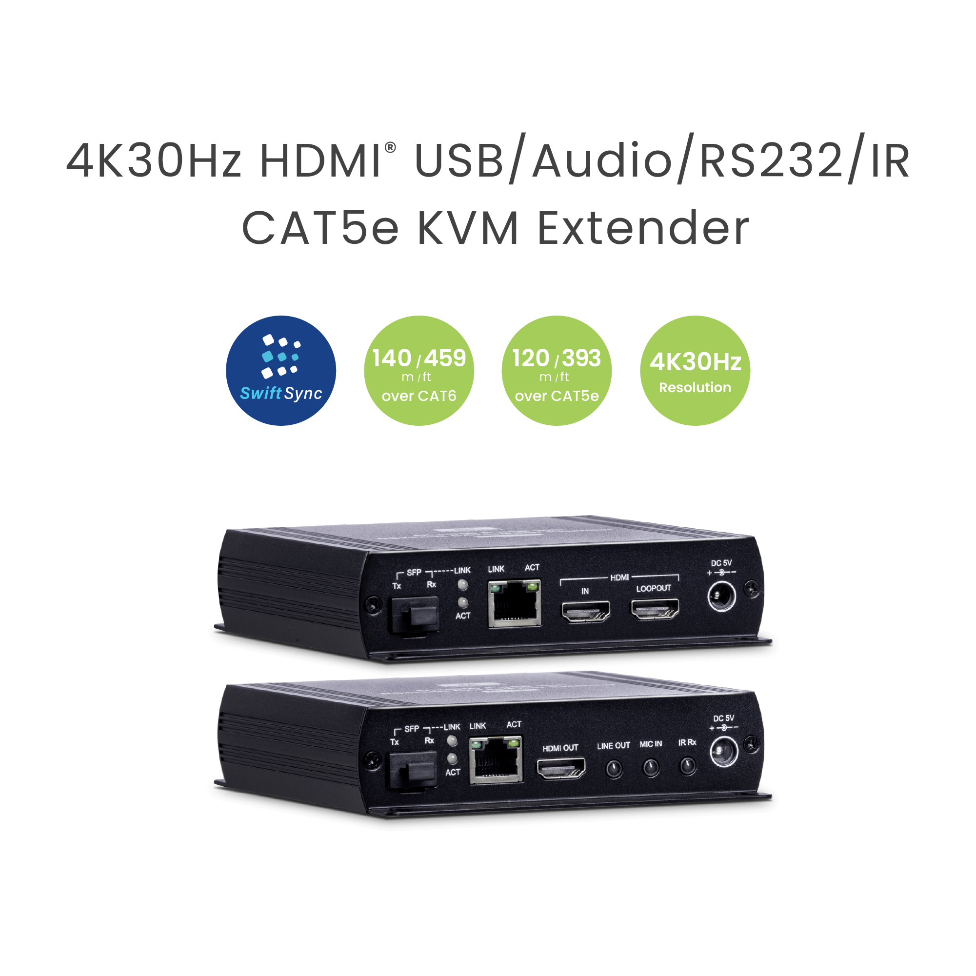 4K HDMI Over Fiber Optic Extender With KVM/RS232 Up