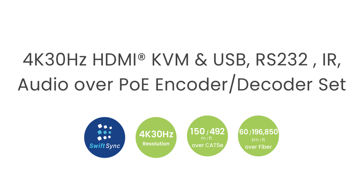 4K HDMI over IP Encoder/Decoder with Power (PoE) /KVM/USB/RS232/IR ...