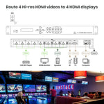4K 60Hz 4 in 4 out HDMI® Matrix Switcher with Audio Extractor - TAA Compliant