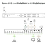 4K60Hz 10 in 10 out HDMI® Matrix Switcher with Audio Extractor - TAA Compliant
