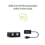 USB 2.0 CAT5e Extender with 4 Port Hub - TAA Compliant